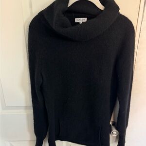 Knyt & Lynk Women's Cashmere Cowl Neck Black Asymmetrical Pullover Sweater M